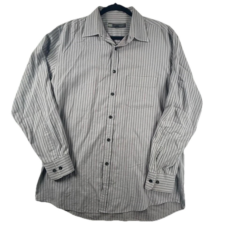 Robert Barakett Mens L Striped Long Sleeve Button Down‎ Shirt Montreal